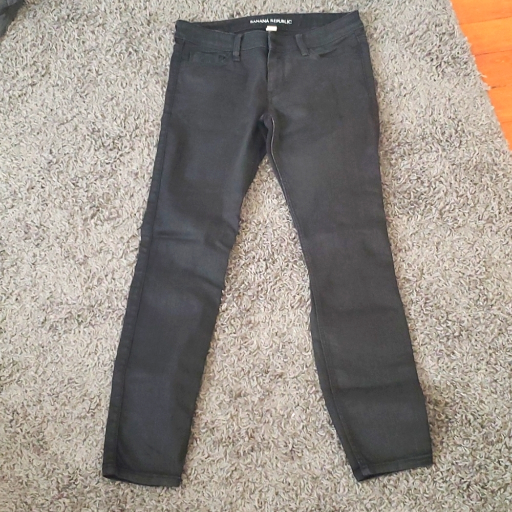 Banana Republic coated black jeans